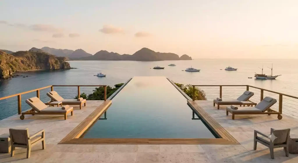 View from Bulgari Resort Bali's 150-meter cliff edge in Jimbaran, Ba
