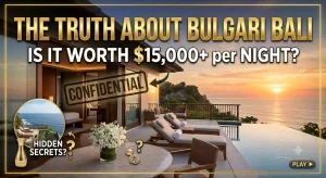Bulgari Resort Bali Ocean Pool Villa terrace at sunset overlooking the Indian Ocean