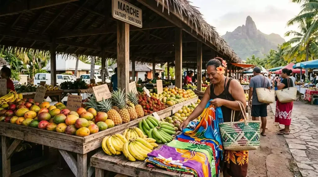 Local market stall in Vaitape, the main town on Bora Bora