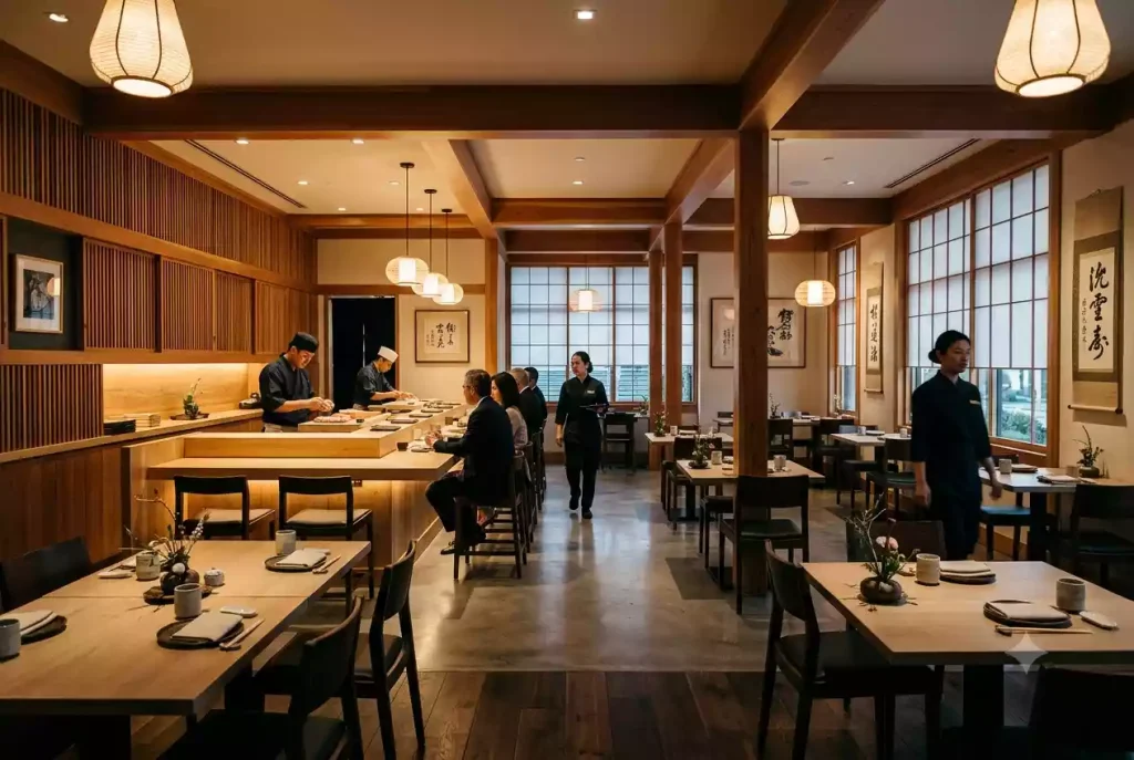 Upscale Japanese-inspired restaurant interior at Atlantis The Palm Dubai