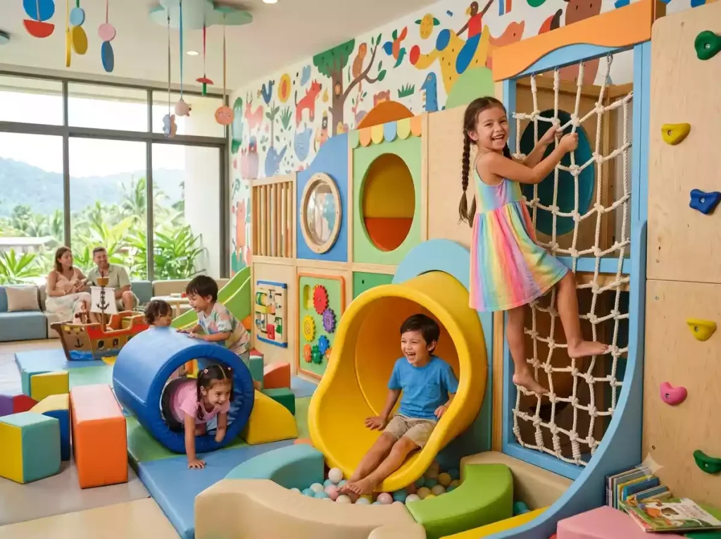 Children's play area at the kids' club in a Dubai family resort