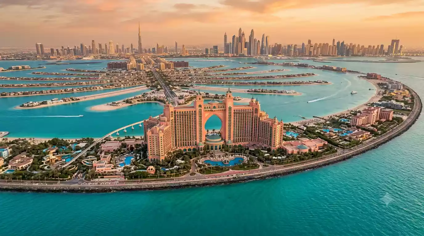 Aerial view of Atlantis, The Palm resort on Palm Jumeirah, Dubai