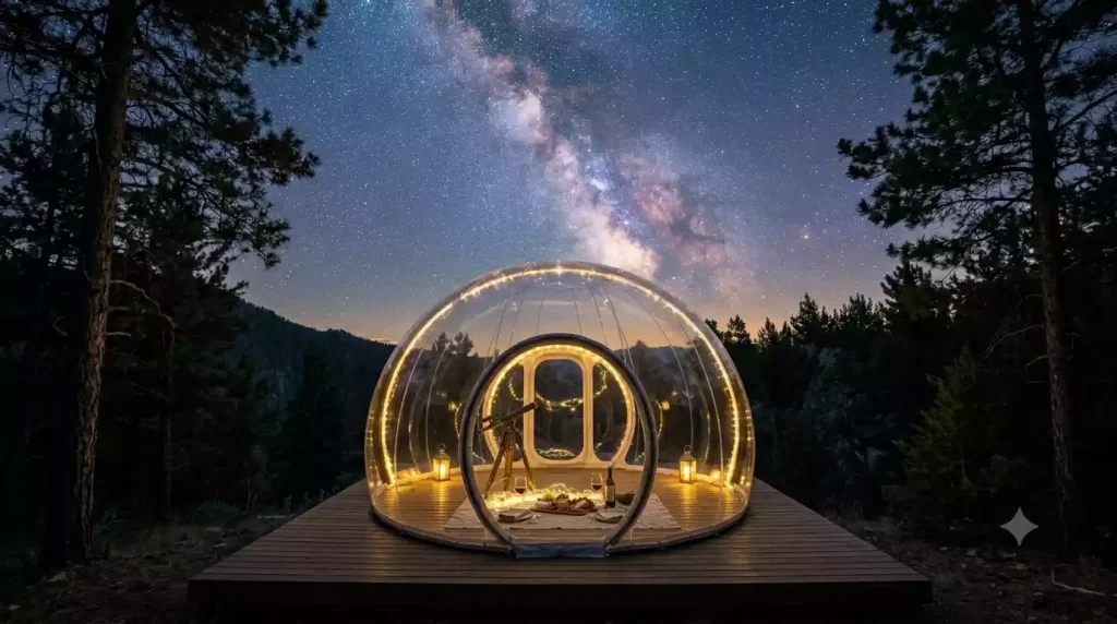 A bubble hotel room under the stars in Provence, France