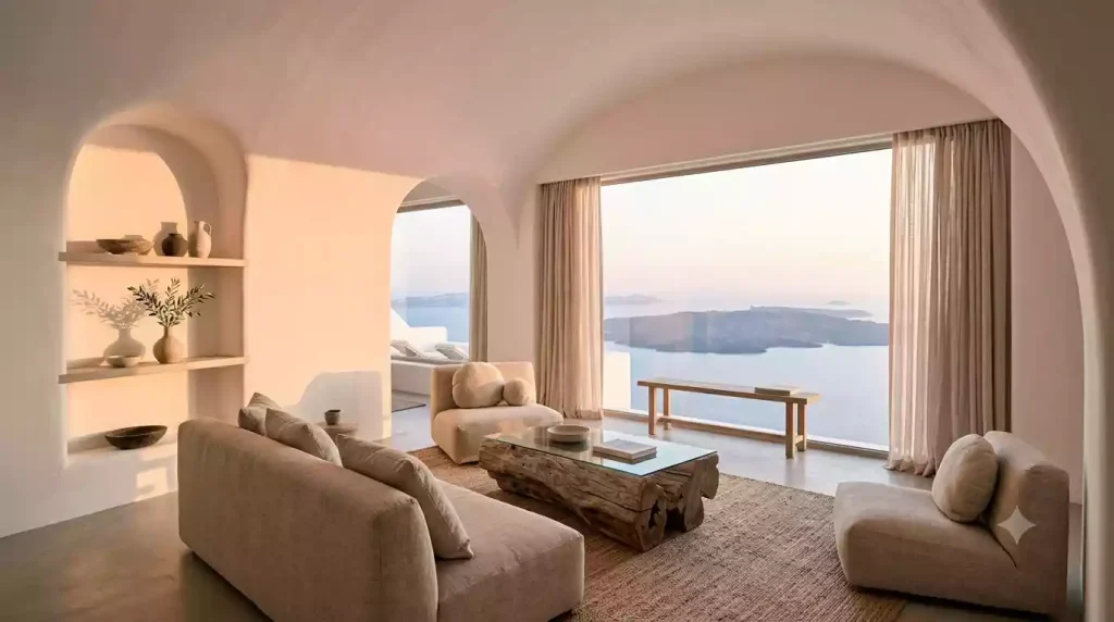 Interior of Grace Hotel Santorini's private villa
