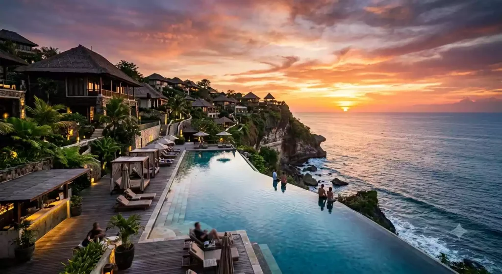 Clifftop luxury resort setting in Jimbaran and Uluwatu, Bali