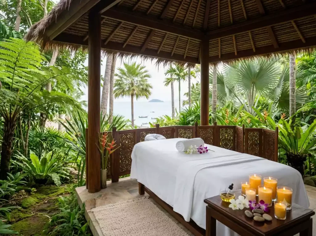 Outdoor spa treatment pavilion at a Koh Samui luxury resort