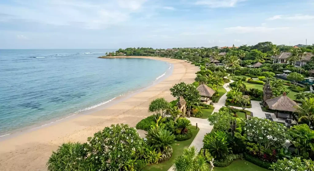 Family-friendly resort coastline in Nusa Dua, Bali