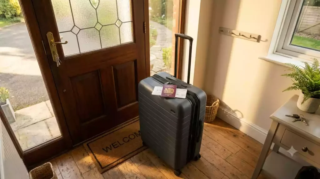 A fully packed suitcase ready for departure