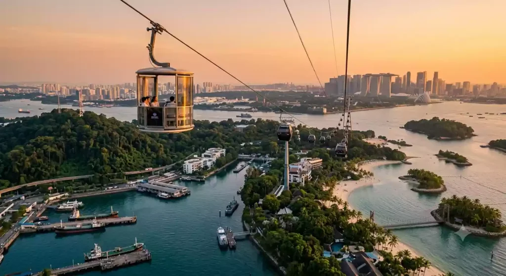 The Singapore Cable Car connecting Mount Faber to Sentosa