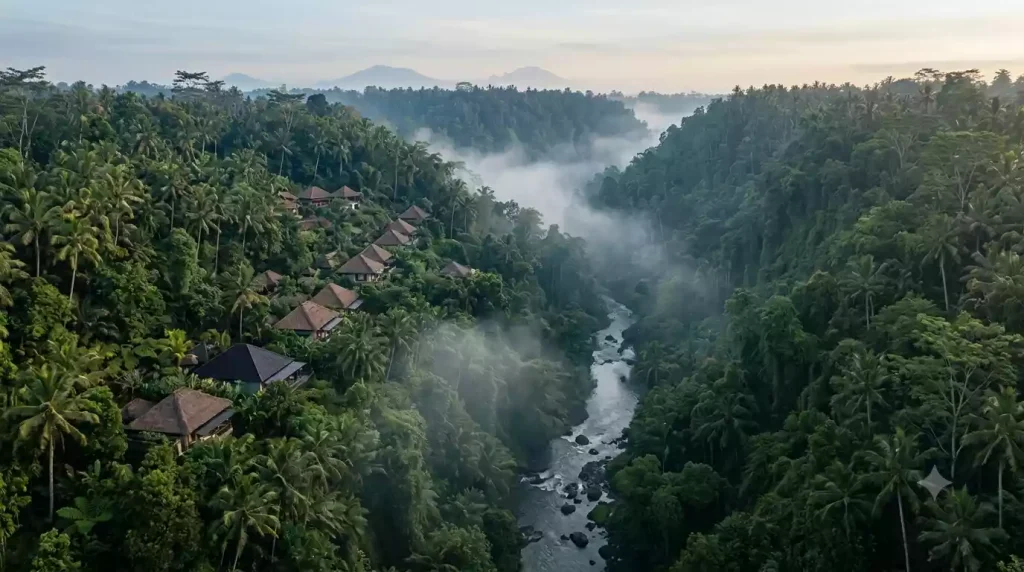 The jungle ravine setting surrounding Viceroy Bali in Ubud